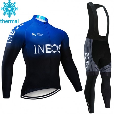 Set Langarmtrikot + Trägerhose Lange 2019 TEAM INEOS Winter Thermal Fleece N002